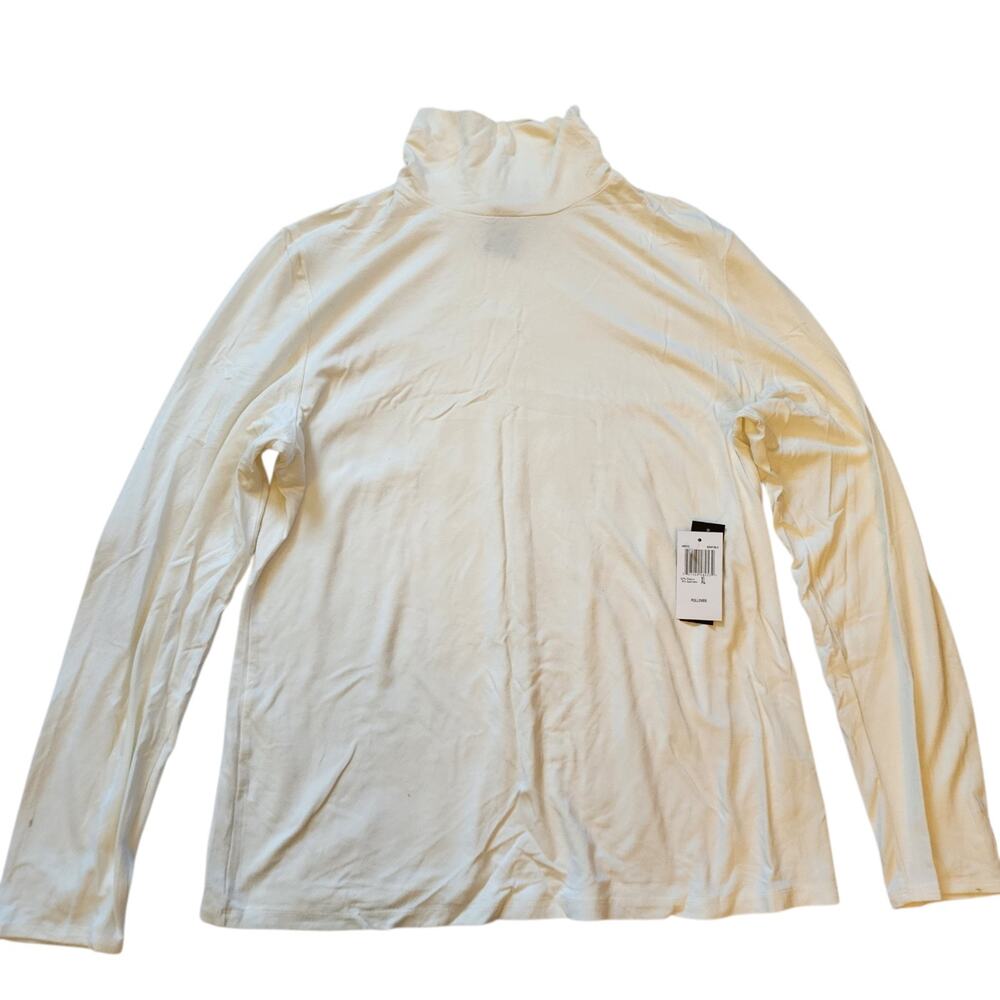 Grace Elements Womens Ruched Mock Neck Top Size XL Ivory Long Sleeve Stretch